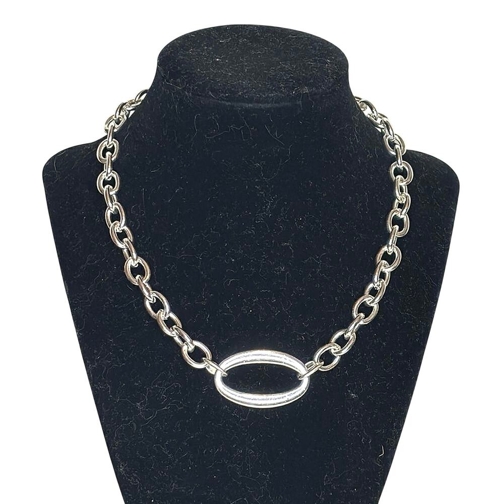 Vintage Avon Silver Tone Oval Link Chain Necklace 16.5” Minimalist